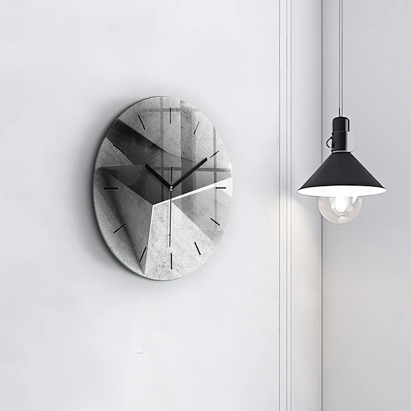 Wanduhr glas rund Abstrakte Dreiecke