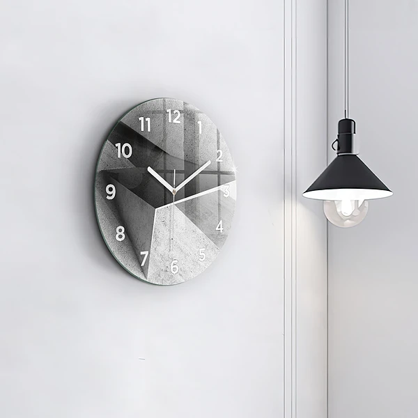 Wanduhr glas rund Abstrakte Dreiecke