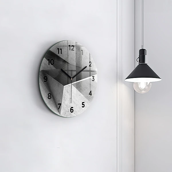 Wanduhr glas rund Abstrakte Dreiecke