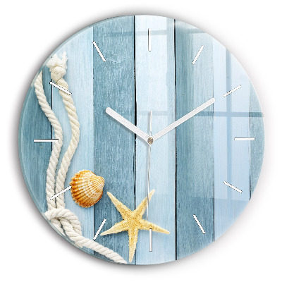 Wanduhr rund mit motiv Bohlenstreifen und Muschel