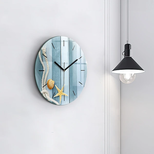 Wanduhr rund mit motiv Bohlenstreifen und Muschel