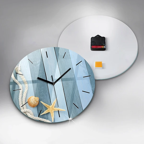 Wanduhr rund mit motiv Bohlenstreifen und Muschel
