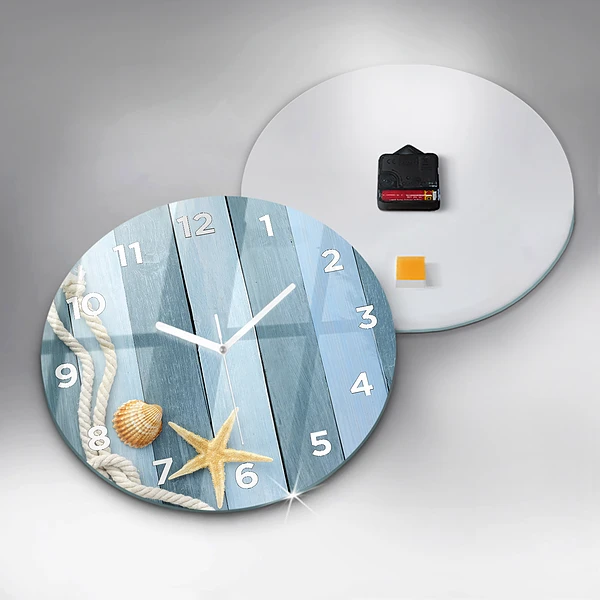 Wanduhr rund mit motiv Bohlenstreifen und Muschel