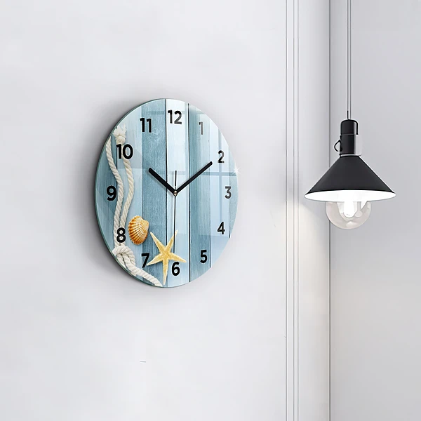 Wanduhr rund mit motiv Bohlenstreifen und Muschel