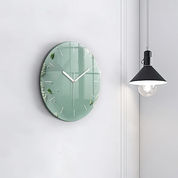 Wanduhr rund Zarte Blumen