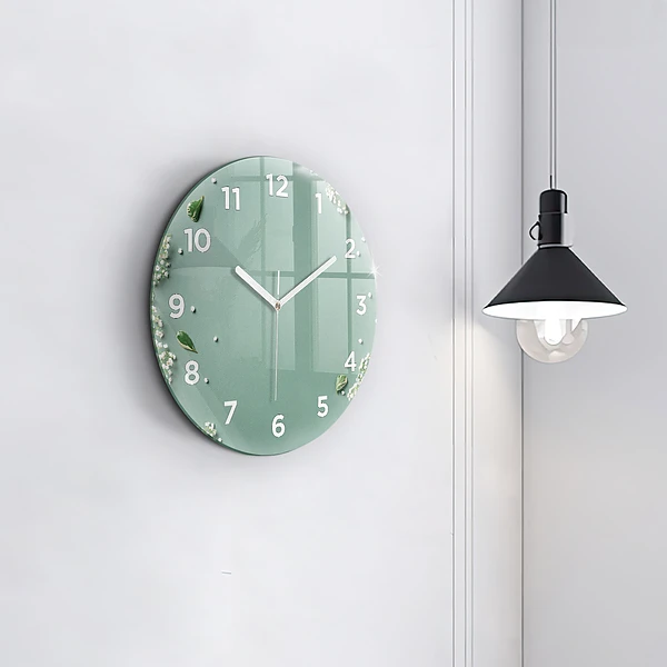 Wanduhr rund Zarte Blumen