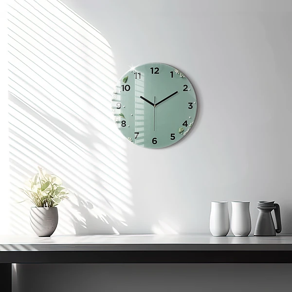 Wanduhr rund Zarte Blumen