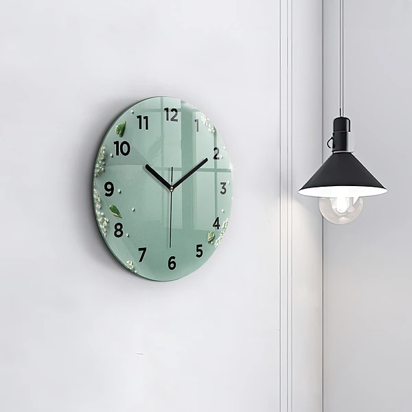 Wanduhr rund Zarte Blumen