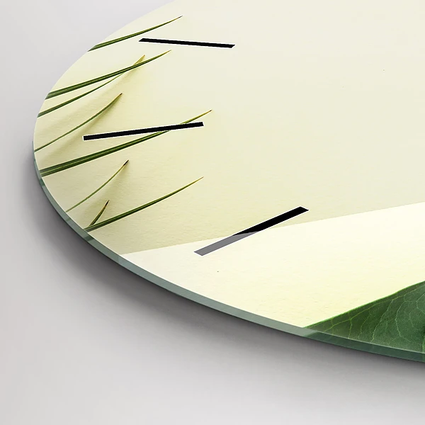 Wanduhr rund Monstera-Blätter