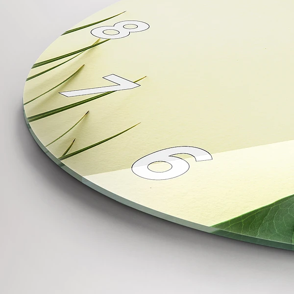 Wanduhr rund Monstera-Blätter