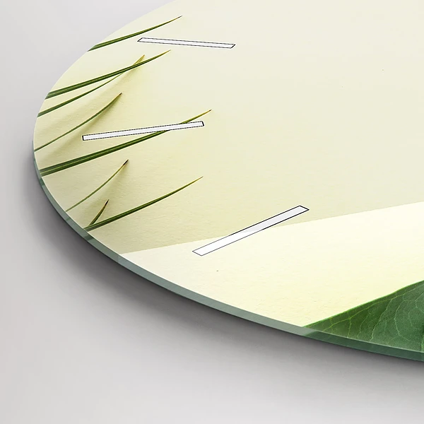 Wanduhr rund Monstera-Blätter