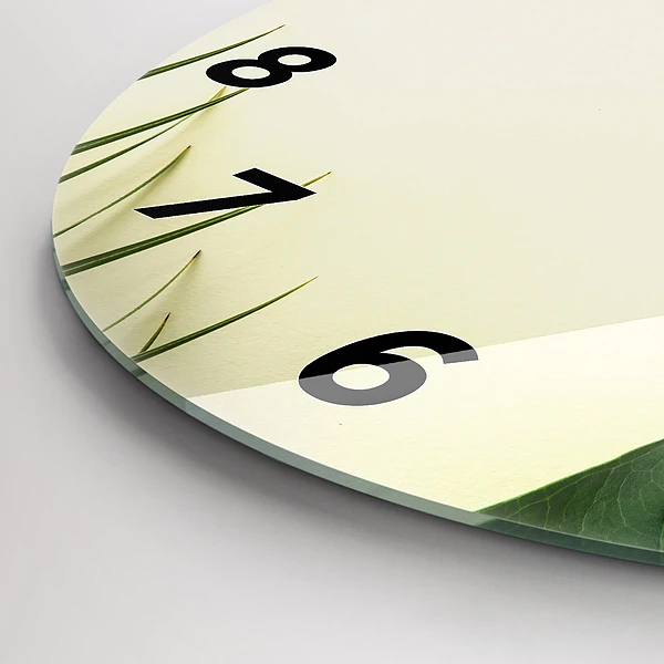 Wanduhr rund Monstera-Blätter