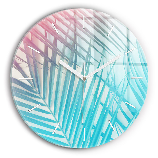 Wanduhr glas rund Tropische Palme