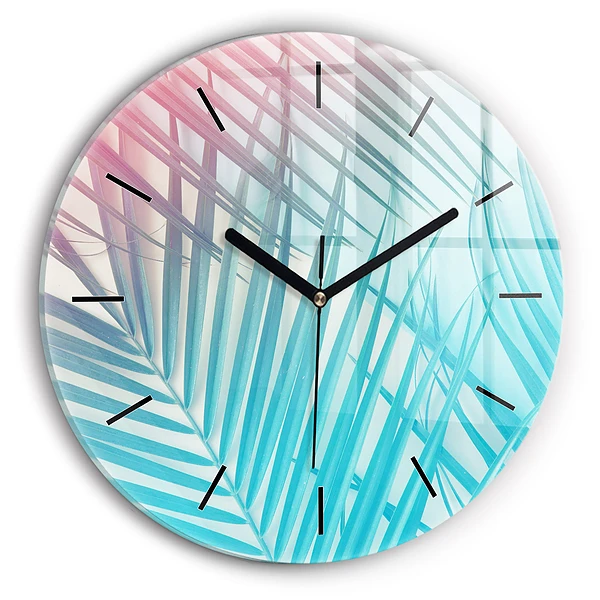 Wanduhr glas rund Tropische Palme
