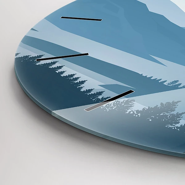 Wanduhr rund Bergige Landschaft