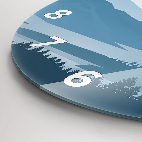 Wanduhr rund Bergige Landschaft