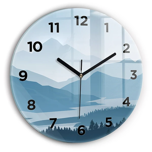 Wanduhr rund Bergige Landschaft