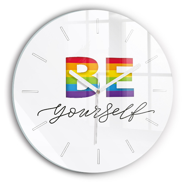 Wanduhr glas rund Inschrift Sei du selbst