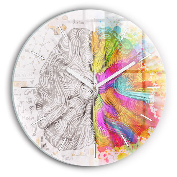 Wanduhr glas rund Abstraktes Gehirn