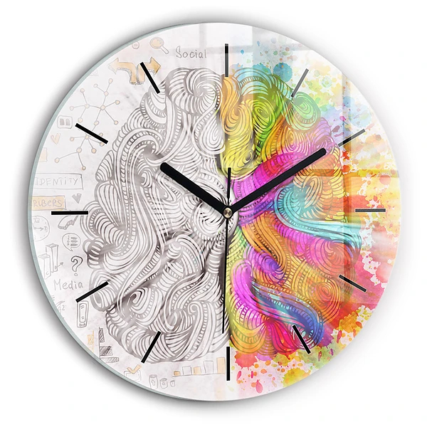 Wanduhr glas rund Abstraktes Gehirn
