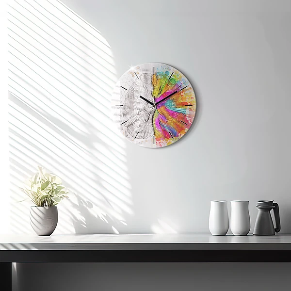 Wanduhr glas rund Abstraktes Gehirn