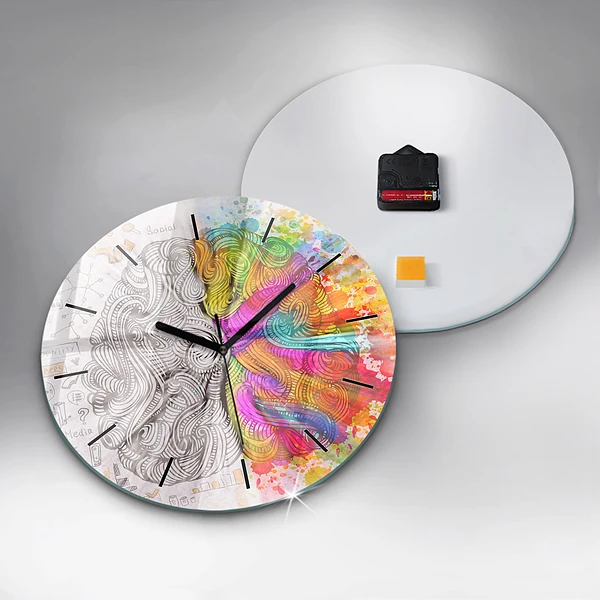Wanduhr glas rund Abstraktes Gehirn