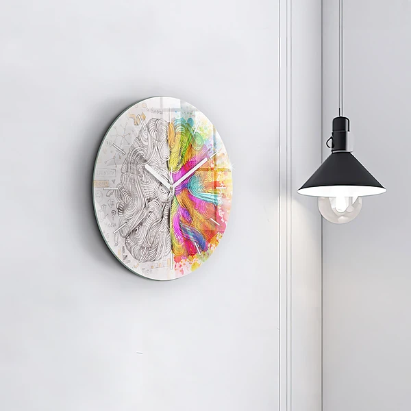 Wanduhr glas rund Abstraktes Gehirn