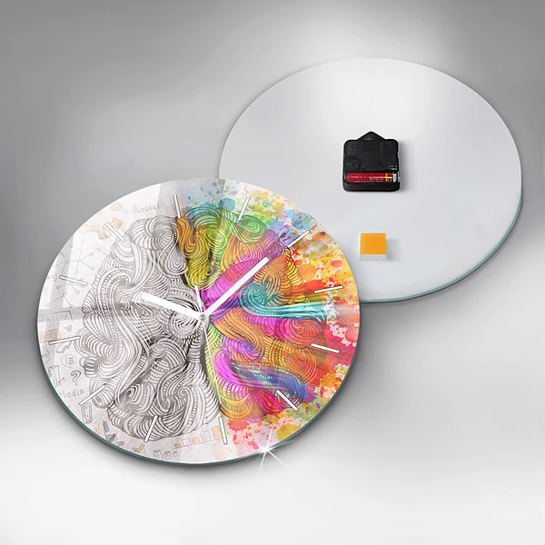 Wanduhr glas rund Abstraktes Gehirn