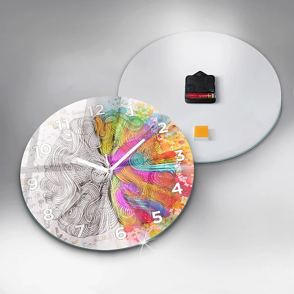 Wanduhr glas rund Abstraktes Gehirn