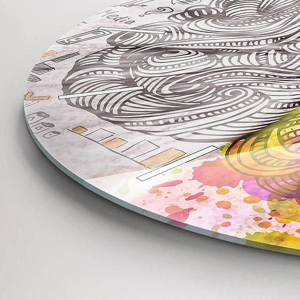 Wanduhr glas rund Abstraktes Gehirn