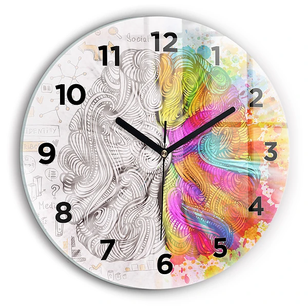 Wanduhr glas rund Abstraktes Gehirn