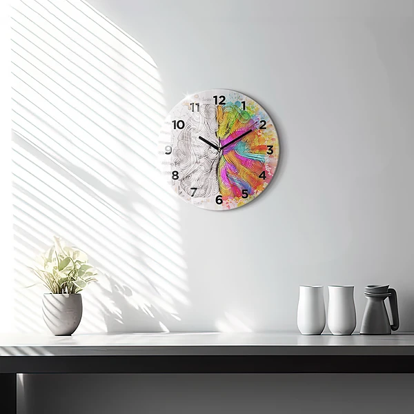 Wanduhr glas rund Abstraktes Gehirn