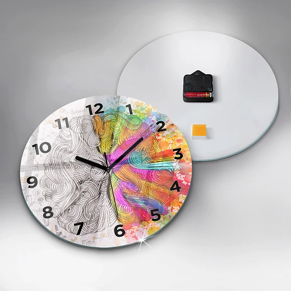 Wanduhr glas rund Abstraktes Gehirn