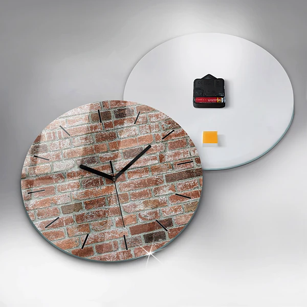 Wanduhr rund mit motiv Backsteinmauer