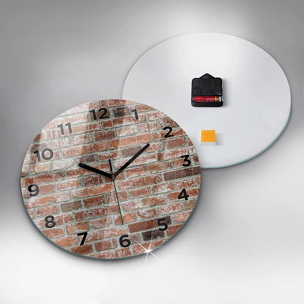 Wanduhr rund mit motiv Backsteinmauer