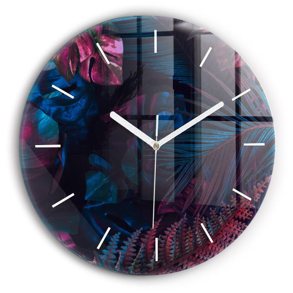 Wanduhr rund mit motiv Exotische Blumen