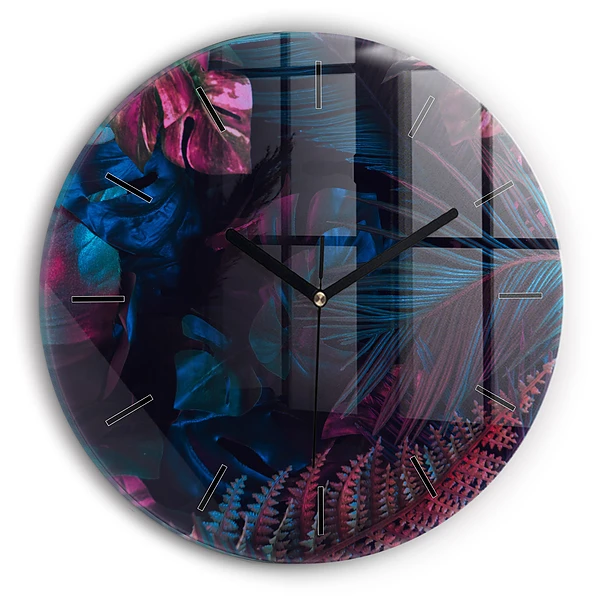 Wanduhr rund mit motiv Exotische Blumen