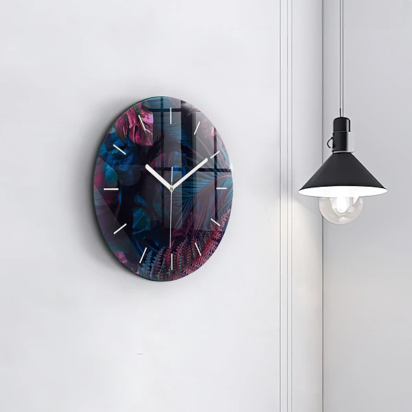 Wanduhr rund mit motiv Exotische Blumen