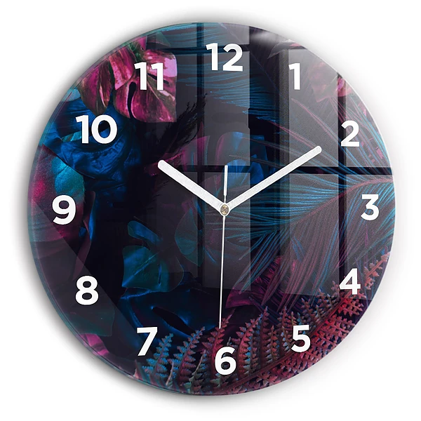 Wanduhr rund mit motiv Exotische Blumen