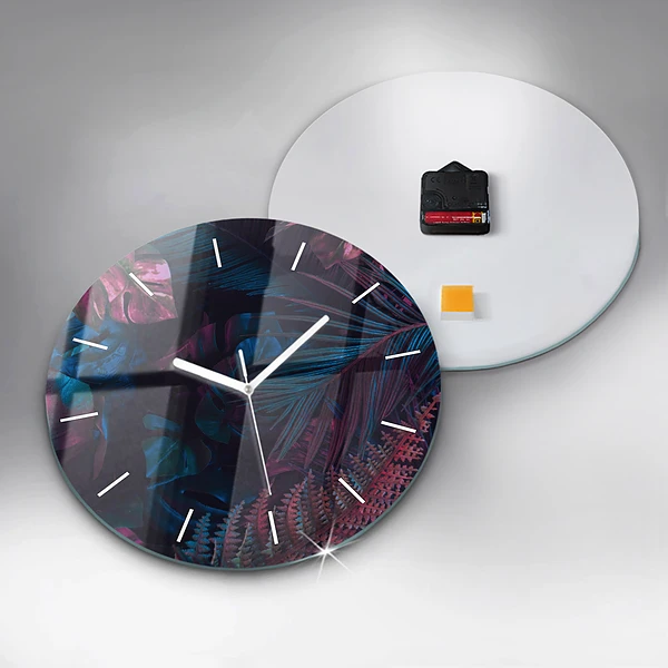 Wanduhr rund mit motiv Exotische Blumen