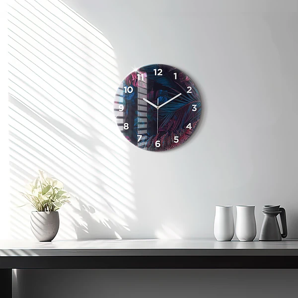 Wanduhr rund mit motiv Exotische Blumen