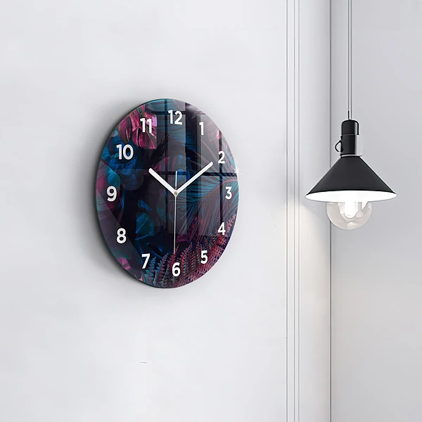 Wanduhr rund mit motiv Exotische Blumen