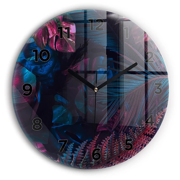 Wanduhr rund mit motiv Exotische Blumen