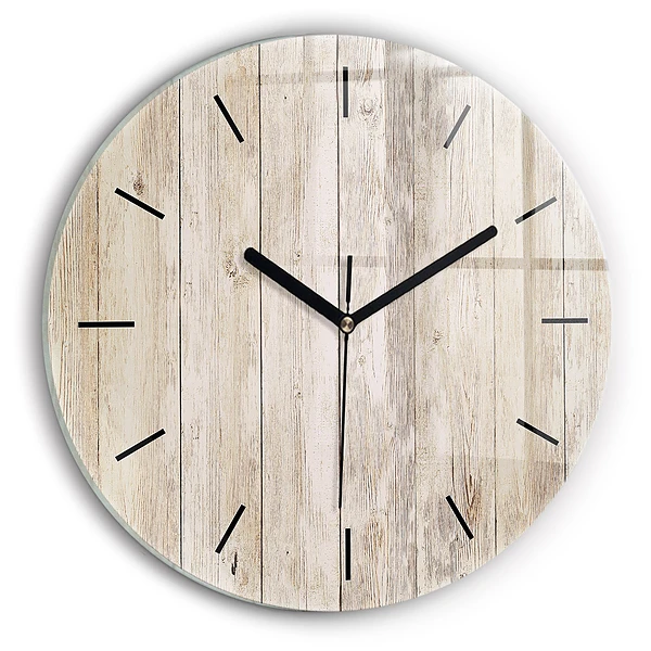 Wanduhr glas rund Holztafeln