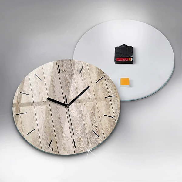 Wanduhr glas rund Holztafeln