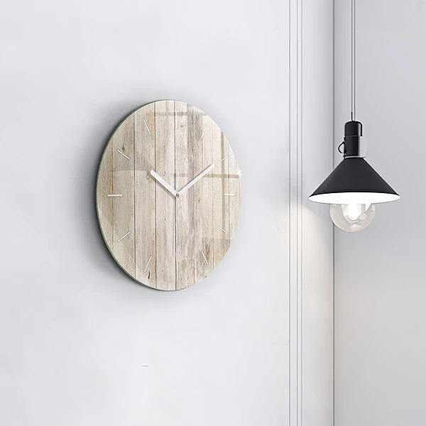 Wanduhr glas rund Holztafeln