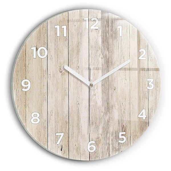 Wanduhr glas rund Holztafeln
