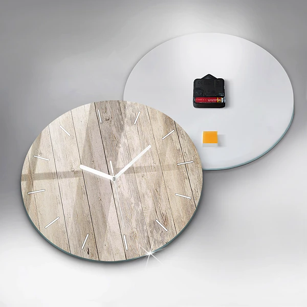 Wanduhr glas rund Holztafeln