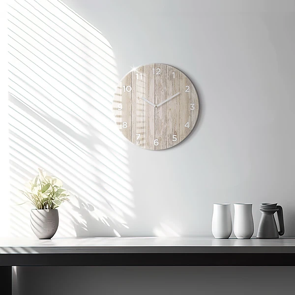 Wanduhr glas rund Holztafeln