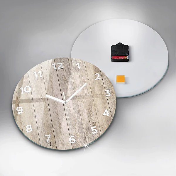 Wanduhr glas rund Holztafeln